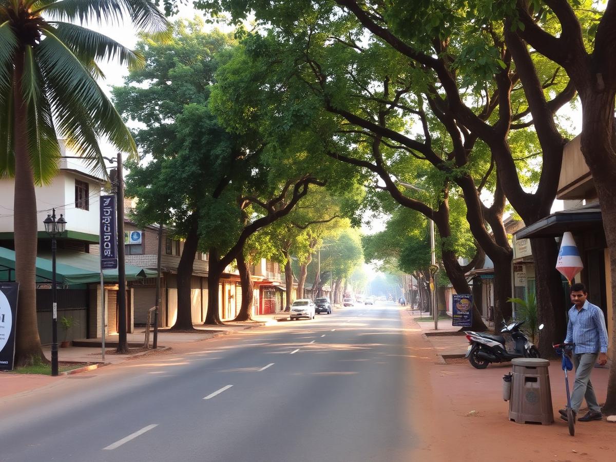 Residential street near the hostel in Madurai